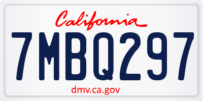 CA license plate 7MBQ297