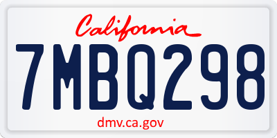 CA license plate 7MBQ298