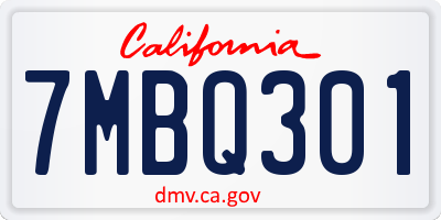 CA license plate 7MBQ301
