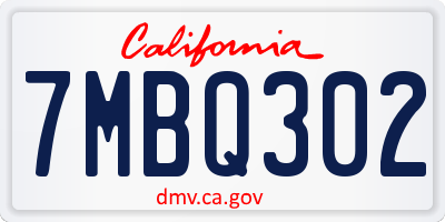 CA license plate 7MBQ302