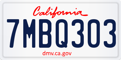 CA license plate 7MBQ303