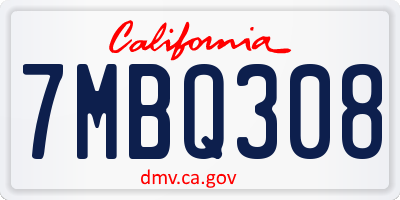 CA license plate 7MBQ308