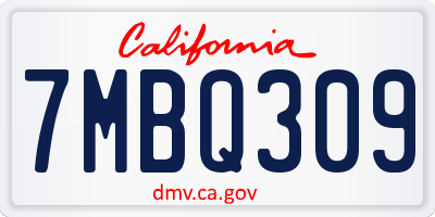 CA license plate 7MBQ309