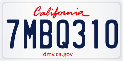 CA license plate 7MBQ310