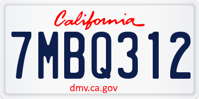 CA license plate 7MBQ312