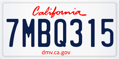 CA license plate 7MBQ315