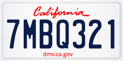 CA license plate 7MBQ321