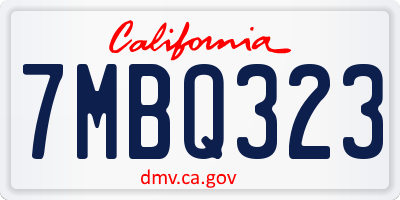 CA license plate 7MBQ323