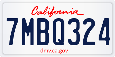 CA license plate 7MBQ324