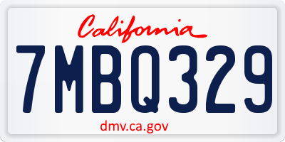 CA license plate 7MBQ329