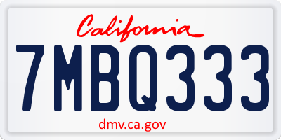 CA license plate 7MBQ333