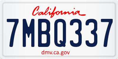 CA license plate 7MBQ337