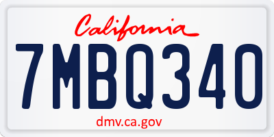 CA license plate 7MBQ340