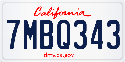 CA license plate 7MBQ343