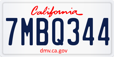 CA license plate 7MBQ344