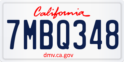CA license plate 7MBQ348