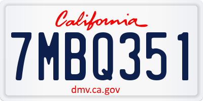 CA license plate 7MBQ351