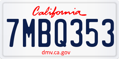CA license plate 7MBQ353