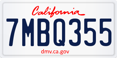 CA license plate 7MBQ355
