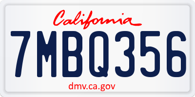 CA license plate 7MBQ356