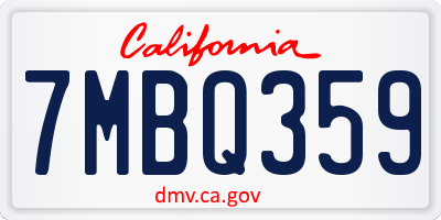 CA license plate 7MBQ359