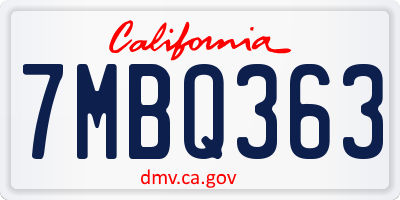 CA license plate 7MBQ363