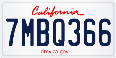 CA license plate 7MBQ366