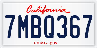 CA license plate 7MBQ367