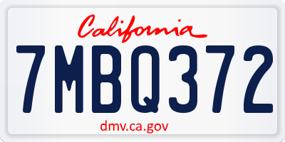 CA license plate 7MBQ372