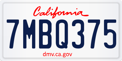CA license plate 7MBQ375