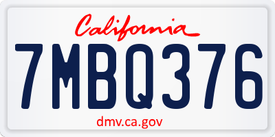 CA license plate 7MBQ376