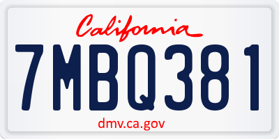 CA license plate 7MBQ381