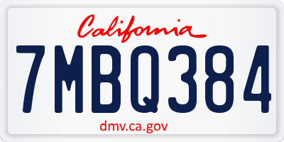 CA license plate 7MBQ384