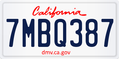 CA license plate 7MBQ387