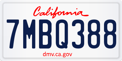 CA license plate 7MBQ388