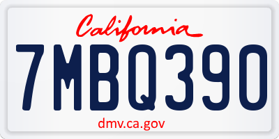 CA license plate 7MBQ390