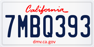 CA license plate 7MBQ393