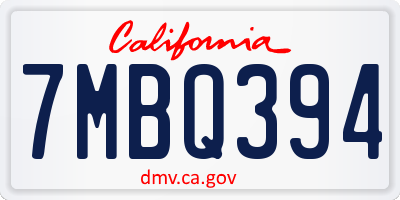 CA license plate 7MBQ394