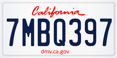 CA license plate 7MBQ397