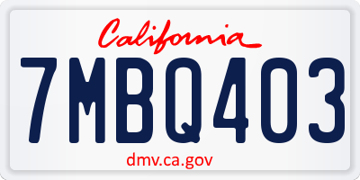 CA license plate 7MBQ403