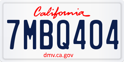 CA license plate 7MBQ404