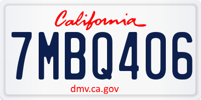 CA license plate 7MBQ406