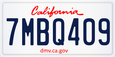 CA license plate 7MBQ409