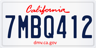 CA license plate 7MBQ412