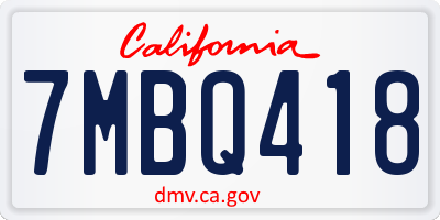 CA license plate 7MBQ418