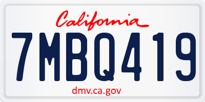 CA license plate 7MBQ419
