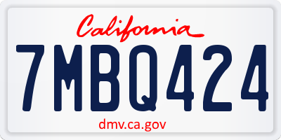 CA license plate 7MBQ424