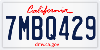 CA license plate 7MBQ429