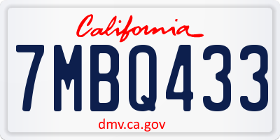 CA license plate 7MBQ433