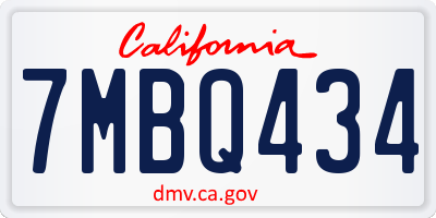 CA license plate 7MBQ434
